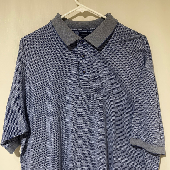 Men's Pebble Beach Blue Grey Patterned Polo Shirt Large (A4) - Picture 3 of 7